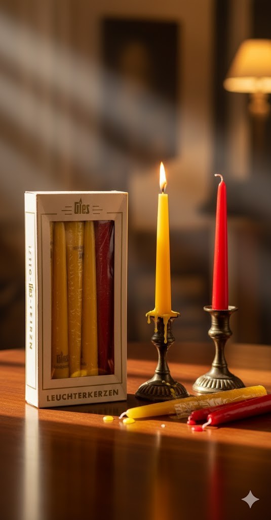 Gies Leuchtkerzen, 250mm lang, 12 Stück, Rot/Gelb